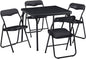 VECELO Kids Folding Activity Table and Chairs 5 Piece Set, Portable, with Ultra Soft Padded Cushion, Classic Black