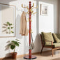 73 in Wood Coat Rack, Coat Rack Freestanding with Stable Round Base, Adjustable Height Tree Coat Racks Stand for Home Bedroom Office Hallway Entryway (Haitang color)