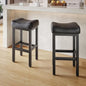 29 Inch Bar Height Bar Stools Set of 2, 29" Barstools for Kitchen Island Counter, Backless Bonded Leather Bar Height Stools with Thick Saddle Seats & Heavy Duty Metal Base, Easy Assembly, All Black