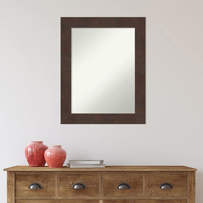 Amanti Art White Bathroom Mirror for Over Sink, 28x22 Wedge White Rectangle Vanity Mirror, Medium Modern Frame, Hangs Horizonally and Vertically, Bathroom Wall Decor, Non-Beveled Edge from WI, USA