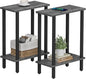 TUTOTAK Small Side Table, Narrow End Table, Set of 2, Skinny Sofa Table, Slim Nightstand, Couch Table, Living Room, Bed Room, Charcoal Grey TB01BY0622