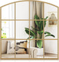 36" x 36" Farmhouse Arched Wall Mirror, Gold Window Pane Mirrors, Rustic Large Grid Mirror for Living Room, Bedroom, Hallway, Entryway