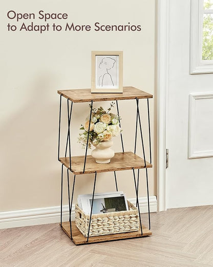Side Table Set of 2, Tall End Table, Small Accent Table, Bedside Table for Living Room, Bedroom, Greige & Black