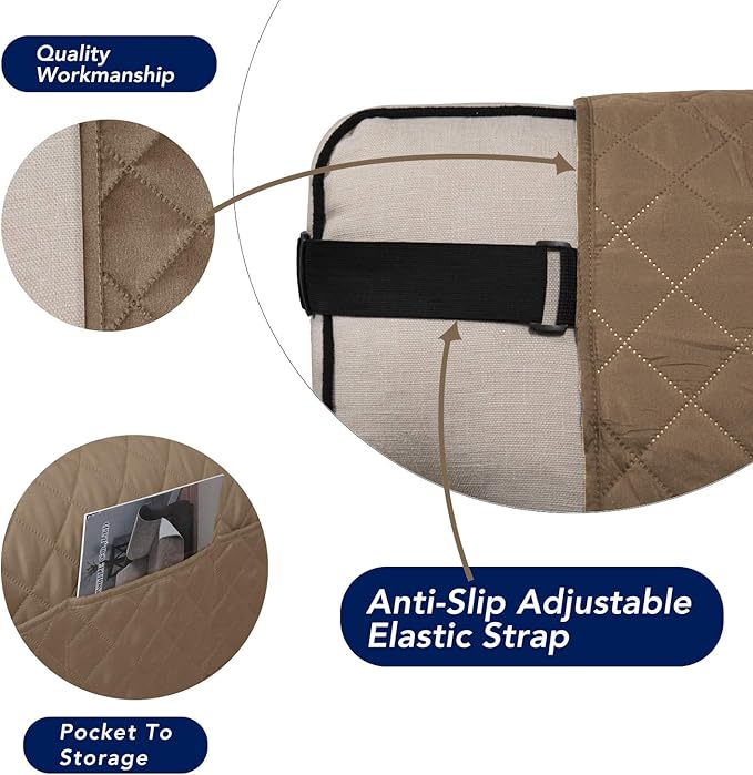 PureFit Reversible Sofa Couch Cover Water Resistant Couch Covers for 3 Cushion, Washable Furniture Cover with Non-Slip Foam and Adjustable Strap for Dogs, Pets (Oversized Sofa, Camel/Ivory)