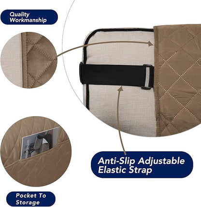 PureFit Reversible Sofa Couch Cover Water Resistant Couch Covers for 3 Cushion, Washable Furniture Cover with Non-Slip Foam and Adjustable Strap for Dogs, Pets (Oversized Sofa, Camel/Ivory)