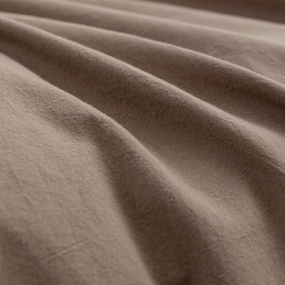 BESTOUCH Duvet Cover Set 100% Washed Cotton Linen Feel Super Soft Comfortable Chic Lightweight 3 PCs Home Bedding Set Solid Pine Bark Brown Queen
