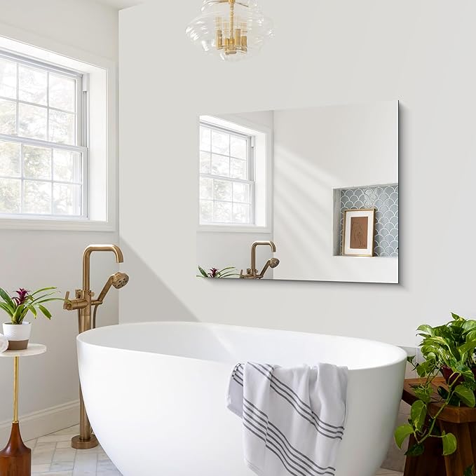 Frameless Mirror, 30x36 inch Rectangle Bathroom Mirror for Wall, Upgraded Shatterproof Vanity Mirror with Polished Edge for Bathroom,Bedroom,Living Room and Entryway