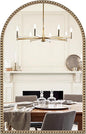 Beaded Arched Mirror for Wall, 24"x38" Gold Arch Bathroom Vanity Mirror, Retro Brass Metal Frame Decorative Mirror for Bedroom Dressing Room Entryway Fireplace