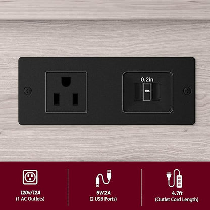 Side Table with Charging Station and Drawer, Narrow End Table with USB Ports and Outlets for Small Space, Living Room, Bedroom and Office, with 4 Wheels (1, Greige + Black)