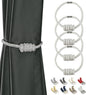 BEL AVENIR Magnetic Curtain Tiebacks, Decorative Drapery Holdbacks Modern Woven Tie-Backs with Exquisite Knot (White, 4 Pack)