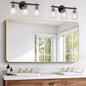 FORBATH 30x55 Inch Gold Bathroom Mirror for Over Sink, Large Rectangular Wall Mirror with Metal Frame, Rounded Corners for Bathroom, Bedroom, Entryway Decor (Horizontal or Vertical)