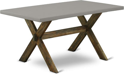 East West Furniture X797FL716-6 6 Piece Dining Table Set Contains a Rectangle Kitchen Table with X-Legs and 4 Dark Khaki Linen Fabric Parson Chairs with a Bench, 40x72 Inch, Multi-Color