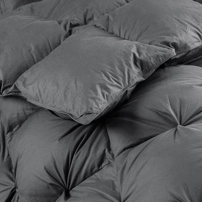 Luxurious All-Season Goose Down Feather Fiber Comforter Super King Size Duvet Insert (120x120), Exquisite Pinch Pleat Design- Gray, Premium Baffle Box, 100% Egyptian Cotton Cover, 85 oz. Fill Weight