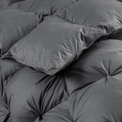 Luxurious Goose Down Feather Fiber Comforter Palatial King Size Duvet Insert, Pinch Pleat Ruffled Twisted Flower, 120 x 98 inches, 100% Egyptian Cotton Cover, 85 oz. Fill Weight, Gray