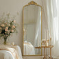G-LEAF Vintage Baroque Full Length Floor Mirror 22"X65", Victorian Antique Mirror with Brush Gold Ornate Metal Frame for Fireplace Entryway Living Room Hallway Bathroom