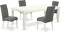 East West Furniture LGDR5-LWH-07 5 Piece Kitchen Table Set for 4 Includes a Rectangle Butterfly Leaf Dining Table and 4 Gray Linen Fabric Upholstered Chairs, 42x84 Inch, Linen White