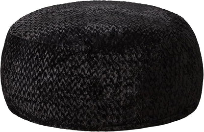 Hobestluk 5ft Bean Bag Chairs for Adults Large Beanbag Chair with Chevron Plush Fur Cover Big Bean Bag Chair for Living Room Bedroom Dorm Office - Black (50” x 50” x 24”)