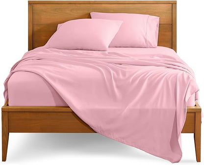 Bare Home Twin Sheet Set - 1800 Ultra-Soft Microfiber Twin Bed Sheets - Double Brushed - Deep Pockets - Easy Fit - Extra Soft - 3 Piece Set - Bedding Sheets & Pillowcases (Twin, Light Pink)