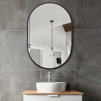Bathroom Mirror for Wall,36''x24'',Black Oval Mirror for Bedroom Entryway Bathroom, Metal Framed Vanity Mirror(36''x24'',Black)