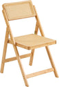 Rattan Folding Chair, Modern Mid Century Dining Chair Set of 1, Outdoor Bamboo Chairs for Bedroom Living Room Reading Room Dining Kitchen, Wood