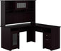 Bush Furniture Cabot L Shaped Computer Hutch, Corner Desk with Storage for Home Office, 60W, Espresso Oak