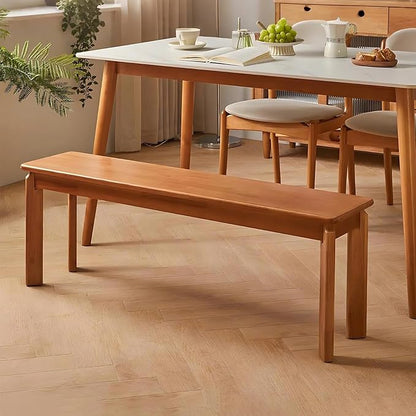 Dining Bench, Solid Wood Bench with Wide Seat, Mid Century Modern Bench, End of The Bed Bench, 47.2" L x 11" W x 16.5" H(Natural)