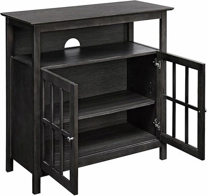 Convenience Concepts Big Sur Highboy TV Stand 36" - Modern Entertainment Center For TVs up to 40", Storage Cabinet for Dining, Living Room, & Entryway, Console Hall Table with Shelves, Weathered Gray
