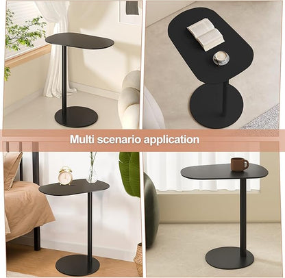 Modern Metal Side Tables Shaped End Table for Couch, Small C Shaped Side Table, C-Shaped Tables for Eating Couch Tables Counter for Living Room, Dining Room, Small Space, Black