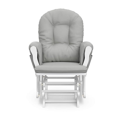 Storkcraft Premium Hoop Glider & Ottoman (White/Light Gray) — GREENGUARD Gold Certified Nursery Glider, Solid Wood Craftsmanship, Smooth-Gliding Nursery Chair and Ottoman, Award-Winning