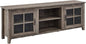 Walker Edison Portsmouth Classic 2 Glass Door TV Stand for TVs up to 80 Inches, 70 Inch, Grey Wash