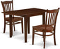 East West Furniture NDGR3-MAH-W 3 Piece Modern Dining Table Set Contains a Rectangle Wooden Table with Dropleaf and 2 Kitchen Dining Chairs, 30x48 Inch, Mahogany