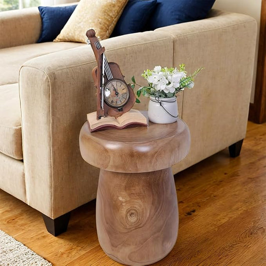 TORMAYS HOME Handmade Wood Side Table Tree Stump End Table Solid Wood Stool Plant Stand Rustic Coffee Table Nightstand for Living Room Bedroom Balcony Garden (Natural Color)