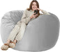 HABUTWAY Bean Bag Chair: Giant 4' Memory Foam Furniture Bean Bag Chairs for Adults with Microfiber Cover 4Ft (Light Grey)