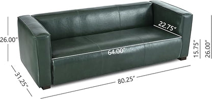 Merax Mid Century Modern 3 Seater Sofa with Birch Wood Legs, 80" Wide Smooth Upholstered Couch for Living Room, Apartment, Green