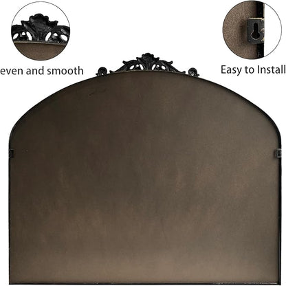 Wall Mirror Window Decorative Traditional Mirrors Antique Arched Farmhouse for Living Room Bedroom Entryway Bathroom Vanity 30 * 36 * 1.2,Black