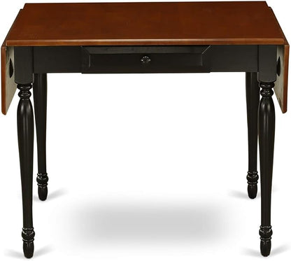East West Furniture MZAN5-BCH-W 5 Piece Kitchen Table & Chairs Set Includes a Rectangle Dining Room Table with Dropleaf and 4 Dining Chairs, 36x54 Inch, Black & Cherry