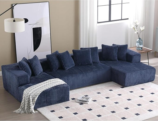 Free Combination Cloud Boneless Modular Sectional Sofa with Chaise Lounge,Modern Minimalist Upholstered Couches, Oversized U Shaped Lounge Sofa Couch w/ 8 Pillows