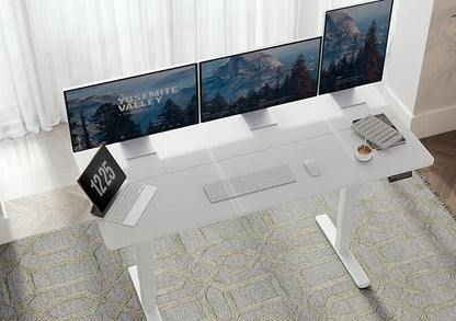 Seang Standing Desk with Adjustable Height, Electric Stand Up Desk 55x24 Inch for Home Office, Studio, Computer Workstation, White