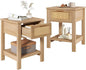 IBUYKE Rattan Nightstand Set of 2, Boho Night Stand with Drawer, Wood Bedside Tables with Storage Shelf, End Table with Legs for Bedroom, Natural UWNS011N-2
