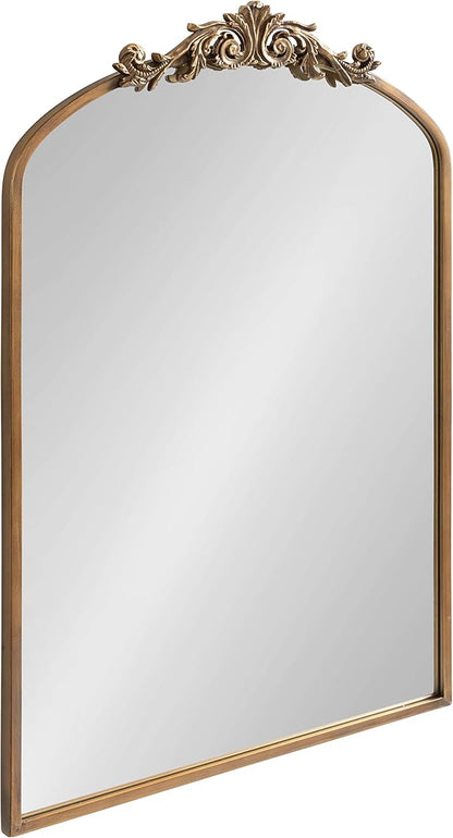 Kate and Laurel Arendahl Traditional Arch Mirror, 24 x 36, Antique Gold, Baroque Inspired Wall Decor