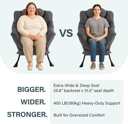 Lazy Chair with Ottoman, Modern Lounge Chair with Lumbar Pillow, Accent Cozy Reading Armchair and Folding Footstool for Bedroom, Dorm, Living Room,Pink