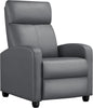 Yaheetech Recliner Chair PU Leather Recliner Sofa Home Theater Seating with Lumbar Support Overstuffed High-Density Sponge Push Silver Gray Recliners