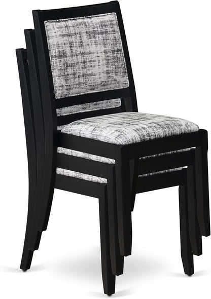 East West Furniture LGX29-BLK-30 -9 Piece Dining Set Includes a Rectangular Kitchen Table with Black Tabletop and 8 Stackable Polyester Fabric Chairs, Black