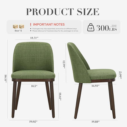 COLAMY Upholstered Dining Chairs Set of 4, Modern Kitchen Chairs with Back, Leather Side Dining Room Chairs with Wood Legs for Kitchen Dining Room Restaurant,Green