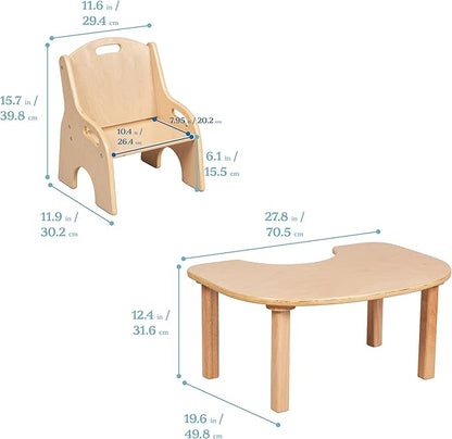 ECR4Kids Little Learner Table and Chair Set, Kids Furniture, Natural