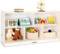Toy Storage Organizer for Kids, 5-Compartment Wooden Storage Cabinet, Children Bookcase and Montessori Bookshelf, Book Shelf for Kids Room, Playroom, Living Room, Nursery, Classroom 24'' H(White)
