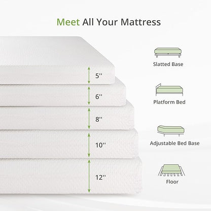 6 Inch Twin Mattress for Kids, Memory Foam Mattress with Cooling Green Tea Gel, Relieve Pressure with Medium Firm Support, CertiPUR-US Certified, 75''L x 38''W, White