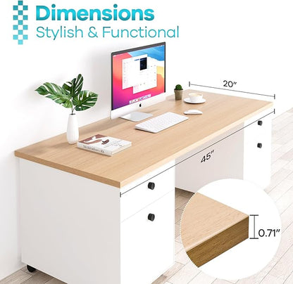 Kaboon Universal Tabletop 45"x20", Solid One-Piece Melamine Table Top, L-Desk Floating Desk DIY, Home and Office, Light Walnut
