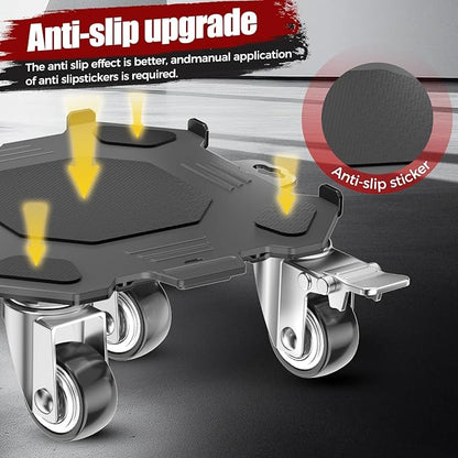 Furniture Dolly & Movers 4-Pack 3000lbs - Heavy Duty Interlocking Furniture Sliders with No Scratch Design, Safe for Hardwood Floors, for Sofa/Refrigerator/Piano Moving (Black, 7in)
