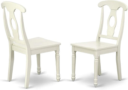 East West Furniture DOKE7-LWH-W 7 Piece Dining Set Consist of a Rectangle Dining Table with Butterfly Leaf and 6 Kitchen Chairs, 42x78 Inch, Linen White